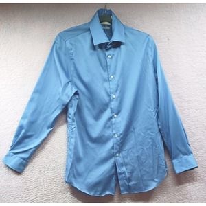 Michael Kors Men’s 15 32/33 Blue‎ Button-Down Shirt Slim Fit Non-Iron